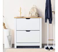 Homcom 12-Shoe Storage Cabinet 4 Shelves 2 Drawers Tabletop 4 Legs Modern White