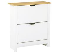HOMCOM Shoe Storage Cabinet 4 Shelves/2 Drawers - White, White