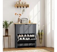 Homcom 12-Shoe Storage Cabinet 4 Shelves 2 Drawers Tabletop Charcoal Grey