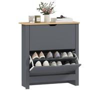 HOMCOM 12-Shoe Storage Cabinet 4 Shelves 2 Drawers Tabletop Charcoal Grey in Dark Grey HOMCOM Dark Grey