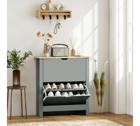 HOMCOM 12-Shoe Storage Cabinet 4 Shelves 2 Drawers Tabletop Light Grey - Light Grey - Melamine coating - Particle board