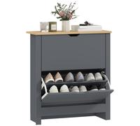 HOMCOM 12-Shoe Storage Cabinet 4 Shelves 2 Drawers Tabletop - Light Grey | TJ Hughes