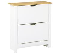 HOMCOM Shoe Storage Cabinet 4 Shelves/2 Drawers - White, White