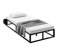 HOMCOM 12 Slats Metal Platform Bed Frame with Storage Bag, Black | Size: Single HOMCOM Black Single