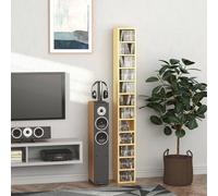 Homcom 12 Tier Media Storage Cabinet 204 Cds Shelf Tower Multimedia Organizer In Light Brown Light Brown 6ft