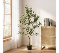 HOMCOM 120 cm Decorative Artificial Plant, Silk Olive Tree with 303 Leaves in Green HOMCOM Green