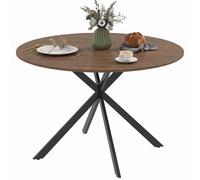 HOMCOM Dining Table for 4, 120 cm Industrial Kitchen Table with Wood Effect Tabletop and Steel Legs, Brown