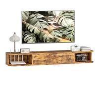 HOMCOM 120 cm Floating TV Unit, Wall Mounted TV Stand Cabinet with Flip Drawer, 2 Open Shelves and Cable Management, Modern Media Console for Living Room, Holds Television up to 50 Inch, Rustic Brown