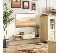 Portland 120cm Single Door 2 Shelf Natural Floating TV Unit - Size: 16 x 24 x 120cm - Natural wood finish - Wilko