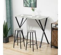 Homcom Modern Bar Table With Wood Effect Top Steel Legs For Living Room In White White One Size