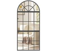 HOMCOM 120 x 54 cm, Modern Large Arched Wall Mirror with Metal Grid, 3-Piece Split Window Mirrors with Tempered Glass for Window Decoration, Bedroom and Entryway, Black