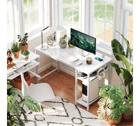 HOMCOM 120 x 60 cm Home Office Desk Reversible Study Table for Bedroom White