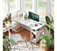 HOMCOM 120 x 60 cm Home Office Desk Reversible Study Table for Bedroom White | TJ Hughes