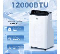 HOMCOM 12,000 Btu Portable Air Conditioner, Smart Home Wifi Compatible, 4-in-1 Dehumidifier, White