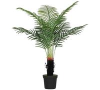 HOMCOM 120cm Artificial Areca Palm Tree with 9 PE Leaves, Decorative Artificial Plant with Plastic Pot and Flocked Soil, Fake Plant for Home Office Decor, Green