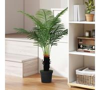 HOMCOM 120cm Artificial Areca Palm Tree with PE Leaves and Flocked Soil - Green - Φ20cm x 120H cm