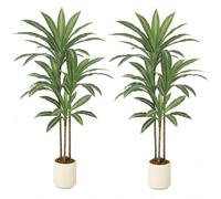 HOMCOM 120cm Artificial Dracaena Trees Set of 2 Bendable Trunks, Green