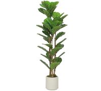 HOMCOM 120cm Artificial Fiddle Leaf Fig Tree with 45 Leaves Green