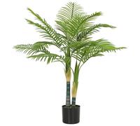 HOMCOM 120cm Artificial Palm Tree with 14 PEVA Leaves in Pot, Decorative Artificial Plant with UV-resistant and Moss Effect, Fake Plant for Home Office Decor, Green
