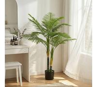 Homcom 120Cm Artificial Palm Tree With 14 Peva Leaves In Pot, Green Green