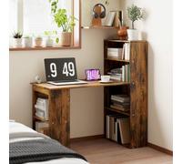 HOMCOM 120cm Computer Desk Bookshelf Writing Table 6 Shelves Brown