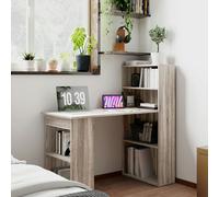 Homcom 120Cm Computer Desk Bookshelf Writing Table 6 Shelves Grey Grey One Size