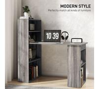 HOMCOM 120cm Computer Desk Bookshelf Writing Table Workstation 6 Shelves Grey