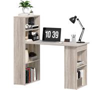 120cm Computer Desk Bookshelf Writing Table 6 Shelves Grey HOMCOM Grey One Size