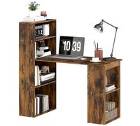 HOMCOM 120cm Computer Desk Bookshelf Writing Table 6 Shelves Brown