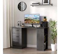 Homcom 120Cm Computer Desk Pc Table Workstation W/ 3 Shelf & Drawers In Black Black