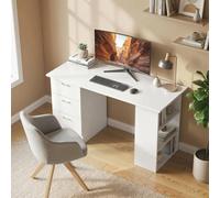 Homcom 120Cm Computer Desk Pc Table Workstation W/ 3 Shelf & Drawers White