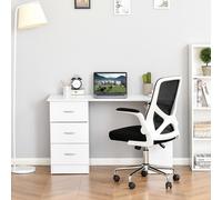 Homcom 120cm Computer Desk Writing Table Pc Workstation Study Laptop Stationery With 3 Shelf & Drawers White
