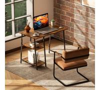 HOMCOM 120cm Computer Table Steel Frame Rustic Brown, none