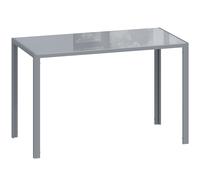 HOMCOM 120cm Dining Table, Rectangle 4 Seater Kitchen Table with Tempered Glass Top and Metal Legs, Grey