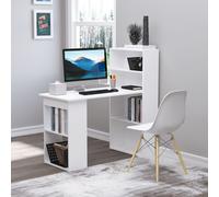 HOMCOM 120cm Modern Computer Desk Bookshelf Writing Table Workstation 6 Shelves in White HOMCOM White