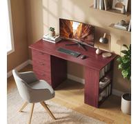 HOMCOM 120cm PC Table Workstation Computer Desk w/ Drawers, 3 Shelves Walnut in Dark Brown | Size: 120 HOMCOM Dark Brown 120