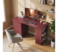 Homcom 120Cm Pc Table Workstation Computer Desk W/ Drawers, 3 Shelves Walnut