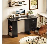 HOMCOM 120cm PC Table Workstation Computer Desk with Drawers & 3 Shelf Black HOMCOM Black