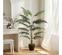 HOMCOM 120cm Tall Artificial Fern Topiary Tree in Cement Pot, Green