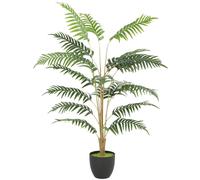 HOMCOM 120cm Artificial Fern Topiary Tree Realistic Artificial Plant Green | Cement Pot, Fake Plant, Indoor, Outdoor, Front Porch, Home Decor