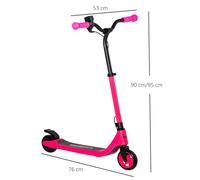 HOMCOM 120W Electric Scooter w/ Rear Brake - Black - 76cm x 53cm x 95cm - Pink