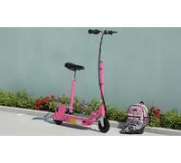 HOMCOM 120W Teens Foldable Kids Powered Scooters 24V Rechargeable Battery Adjustable Ride on Outdoor Toy (Pink)