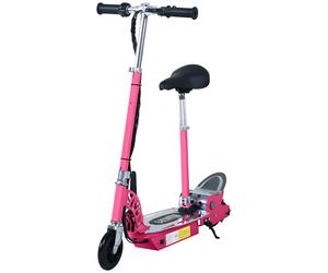 HOMCOM 120W Teens Foldable Kids Powered Scooters 24V Rechargeable Battery Adjustable Ride on Outdoor Toy (Pink)