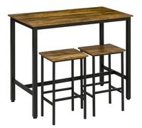 Homcom 3 Piece Industrial Bar Table Set Breakfast Table With 2 Stools In Brown Brown