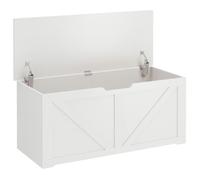 HOMCOM 127L Home Storage Box, with Safety Hinges - White Wood-Effect