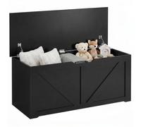 HOMCOM 127L Storage Chest Trunk Bench Box with 2 Safety Hinges Black