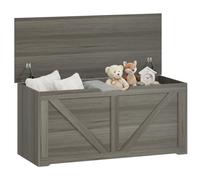HOMCOM 127L Storage Chest Trunk Bench Box with 2 Safety Hinges Dark Grey