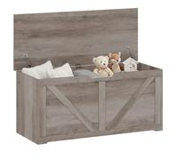 HOMCOM 127L Storage Chest Trunk Bench Box with 2 Safety Hinges Grey