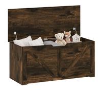 HOMCOM 127L Storage Chest Trunk Bench Box with 2 Safety Hinges Rustic Brown