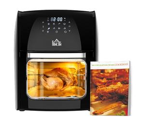 HOMCOM 12L 8 in 1 Digital Air Fryer Oven with Roast, Bake, Dehydrate, 8 Preset Modes, Rapid Air Circulation, Timer, Inner Light, Memory Function, 1800W, Dish Wash Accessory, Black